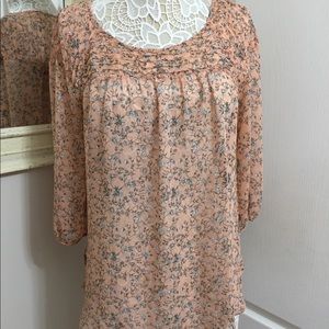 Lauren Conrad Women’s Top Sheer Floral Print